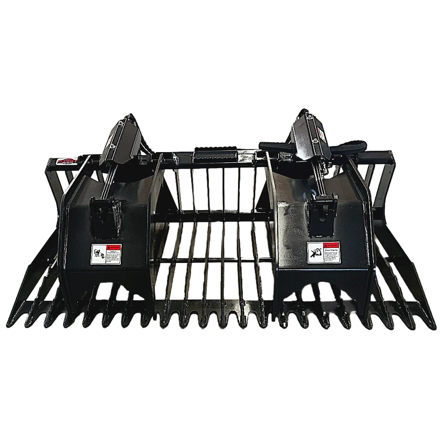 Stout Skid Steer Heavy Duty 3" Tine Spacing Rock Bucket Grapple with Skid Steer Quick Attach - Image 9