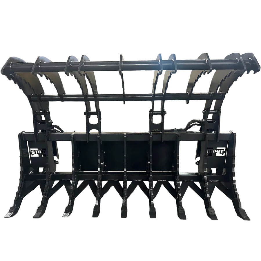 Stout Skid Steer XHD Root Rake Clam Grapple With Single Grapple and Skid Steer Quick Attach - Image 9