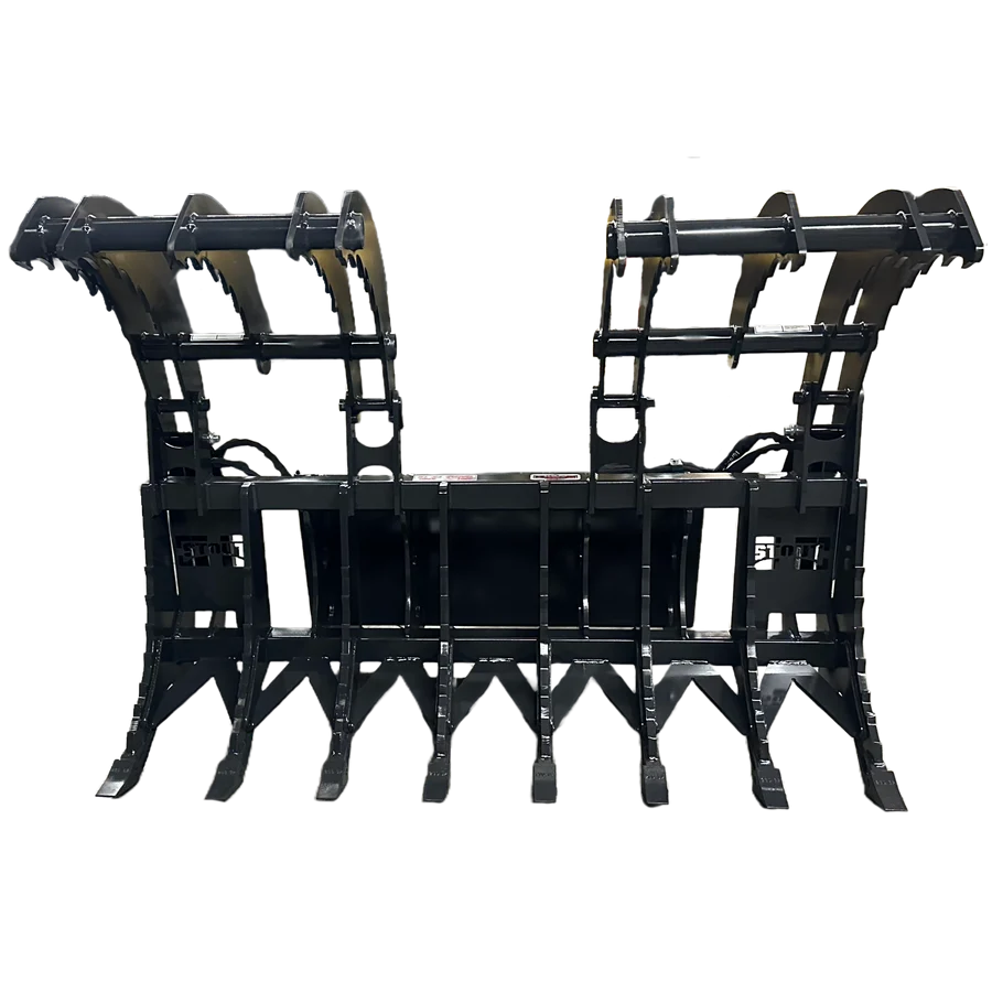 Stout Skid Steer XHD Root Rake Clam Grapple With Dual Grapples and Skid Steer Quick Attach - Image 15