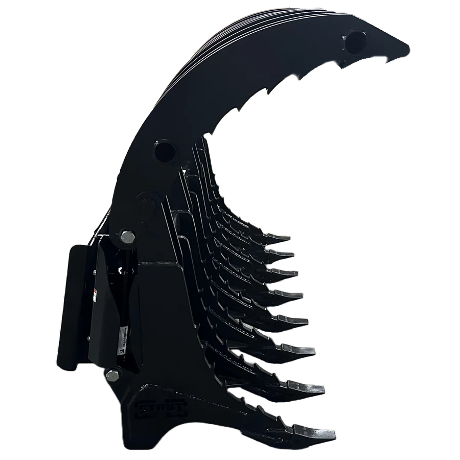 Stout Skid Steer XHD Root Rake Clam Grapple With Dual Grapples and Skid Steer Quick Attach - Image 12