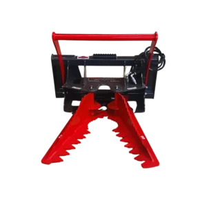 Stout Silverback Tree and Post Puller with skid steer quick attach