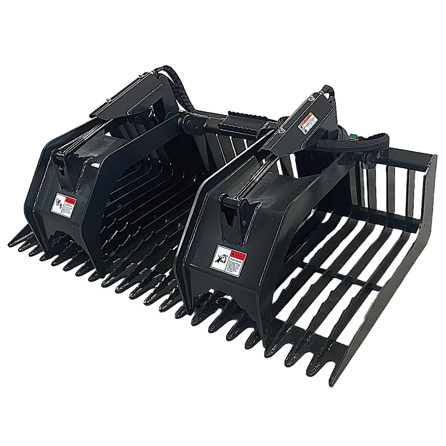 Stout Skid Steer Heavy Duty 3" Tine Spacing Rock Bucket Grapple with Skid Steer Quick Attach - Image 10