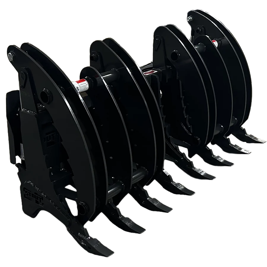 Stout Skid Steer XHD Root Rake Clam Grapple With Single Grapple and Skid Steer Quick Attach - Image 4