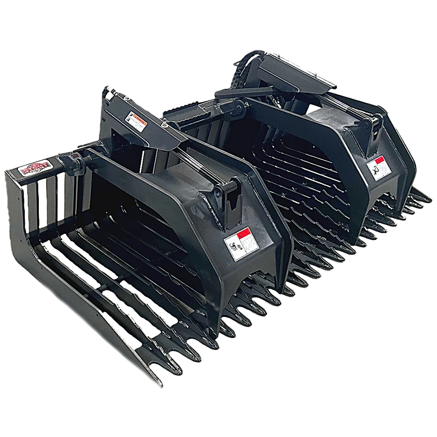 Stout Skid Steer Heavy Duty 3" Tine Spacing Rock Bucket Grapple with Skid Steer Quick Attach - Image 7