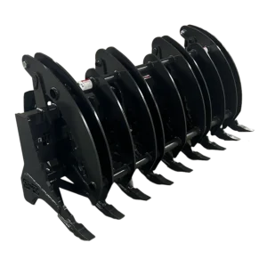 Stout Skid Steer XHD Root Rake Clam Grapple With Single Grapple and Skid Steer Quick Attach