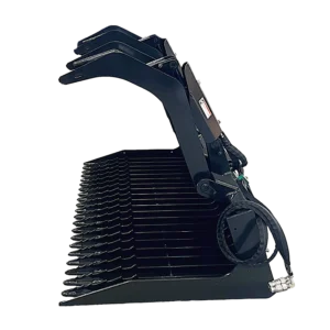 Stout Skid Steer Heavy Duty 3″ Tine Spacing Rock Bucket Grapple with Skid Steer Quick Attach