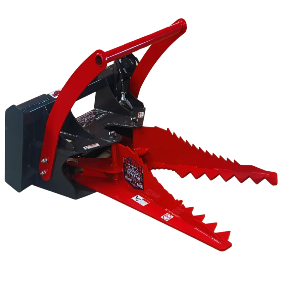 Stout Silverback Tree and Post Puller with skid steer quick attach